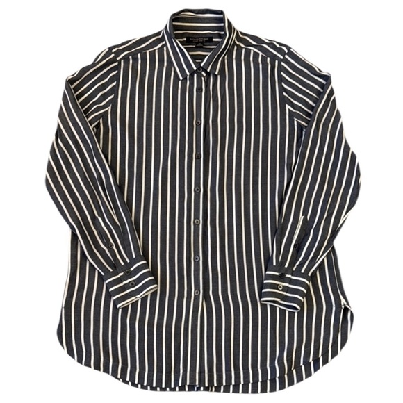 Banana Republic Tops - Banana Republic Striped Parker Tunic Fit Shirt Gray Button Up Long Sleeve Medium